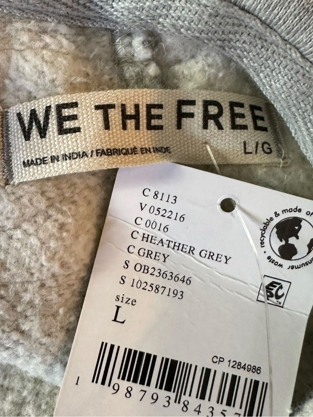 Free People Oversized Of A Feather Hoodie Sweatshirt Heather Gray Size Large NWT - Picture 7 of 13